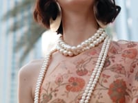 Salmon Pink Tissue Saree with Print & Zari Weaving Work