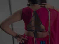 Blue-Pink Rayon Lehenga Choli With Bandhej Print & Lace Touch Up