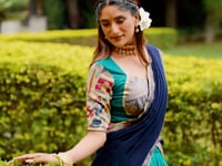 Teal Green Chanderi Lehenga Choli With Kalamkari Print & Zari Weaving Work
