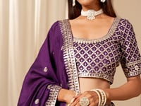 Purple Art Silk Embroidery Work Lehenga Choli