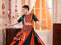 Multi Color Kutchi Mirror Work Choli With Navratri Lehenga And Waist Belt