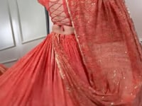 Dark Pink Georgette Lehenga Choli With Bandhej Print With Lace Touch Up