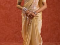 Lime Yellow Galaxy Embroidery Work Party wear Saree