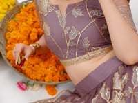 Dark Onion Net Lehenga Choli With Embroidery Work