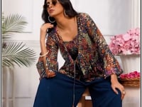 Teal Blue Sequins Embroidery Work Indo Western With Shrug