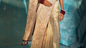 Beige Heavy Embroidery & Hand Work Silk Saree