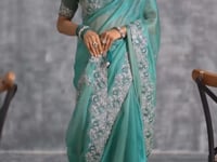 Beetle Green Zari Tissue  Hand Work & Embroidery Saree