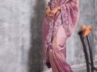 Lilac Purple Zari Tissue  Hand Work & Embroidery Saree