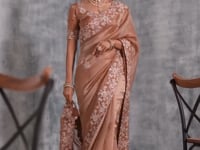 Rust Brown Zari Tissue  Hand Work & Embroidery Saree