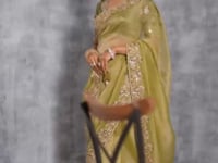 Olive Green Zari Tissue  Hand Work & Embroidery Saree