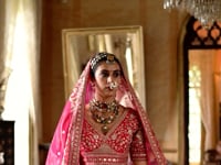 Bridal Pink Heavy Embroidery & Pearl Work Lehenga