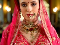 Pink Bridal Lehenga With Heavy Embroidery & Pearl Work