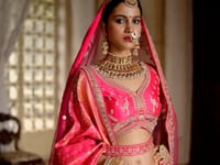 Pink Heavy Embroidery & Pearl Work Bridal Lehenga With