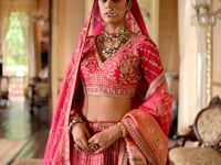Bridal Pink Lehenga With Heavy Embroidery & Pearl Work