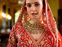 Bridal Red Heavy Embroidery & Pearl Work Lehenga