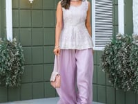 Blush Pink Star Georgette Embroidery Palazzo Suit