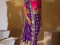 Purple Gaji Silk Heavy Embroidery & Hand Work Saree