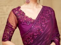 Mulberry Pattern Georgette Embroidery Party Wear Saree
