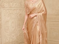 Golden Shimmer Georgette Embroidery Party Wear Jacket Saree