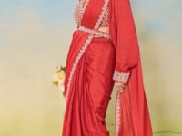 Classic Red Embroidery & Hand Work One Minute Saree
