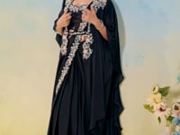 Midnight Purple Embroidery & Hand Work One Minute Saree