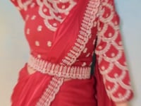 Pinkish Red Embroidery & Hand Work One Minute Saree