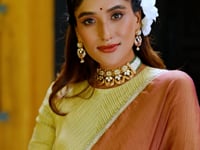 Tan Yellow Dhupian Silk Zari Weaving Lehenga Choli