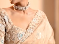 Almond Beige Organza Silk Saree With Embroidery & Hand Work