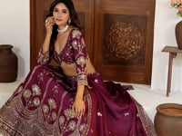 Maroon Lehenga Choli With Sequins Zari Embroidery Work