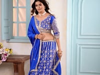 Designer Blue Sequins Embroidery Work Lehenga Choli