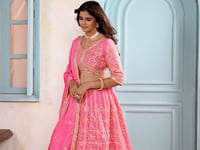 Pink Designer Sequins Embroidery Work Lehenga Choli
