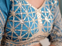 Designer Sky Sequins Embroidery Work Lehenga Choli