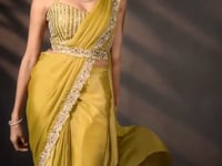 Lime Yellow One Minute Saree With Embroidery & Hand Work