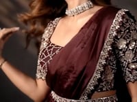 Wine Berry One Minute Saree With Embroidery & Hand Work