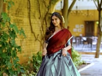 Warm Grey Dhupian Silk Zari Weaving Lehenga Choli