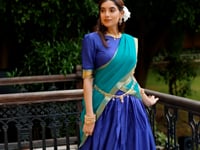 Royal Blue Poly Cotton Zari Weaving Lehenga Choli