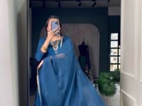 Peacock Blue Vichitra Silk Handwork Salwar Suit