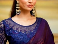 Wine Berry Twilight Georgette Embroidery Saree