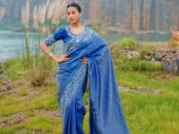 Royal Blue Silk Heavy Embroidery & Hand Work Saree