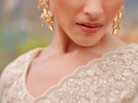 Almond Beige Silk Heavy Embroidery & Hand Work Saree