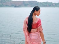 Blossom Pink Silk Heavy Embroidery & Hand Work Saree