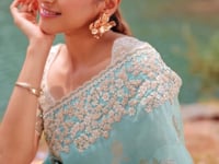 Sky Blue Silk Heavy Embroidery & Hand Work Saree