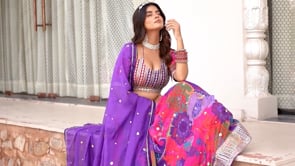 Purple Multicolor Printed & Embroidery Lehenga Choli
