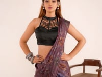 Mulberry Lurex Brasso Floral Saree