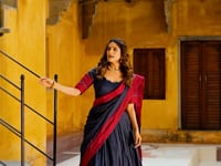 Black Chanderi Thread Work Lehenga Choli