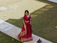 Glossy Maroon Chanderi Zari Weaving Lehenga choli