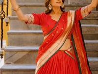 Hot Red Chanderi Zari Weaving Lehenga choli