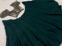 Deep Green Satin Embroidery Lehenga Choli