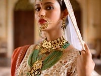 Bridal Beige Lehenga With Heavy Embroidery & Pearls