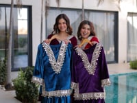 Dusk Blue Mirror Embroidery Palazzo Suit